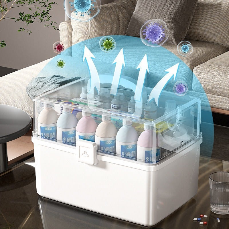 Large-Capacity Household Food-Grade Plastic Medicine Storage Box Multi-Layer Waterproof And Dustproof Extra-Large Classification Medicine Box Medicine Box - Image 4